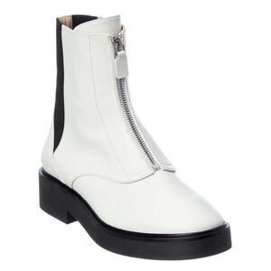 STUART WEITZMAN LODGE ZIP BOOTIE WHITE ANKLE BOOTS FRONT ZIPPER SHOE Size 8